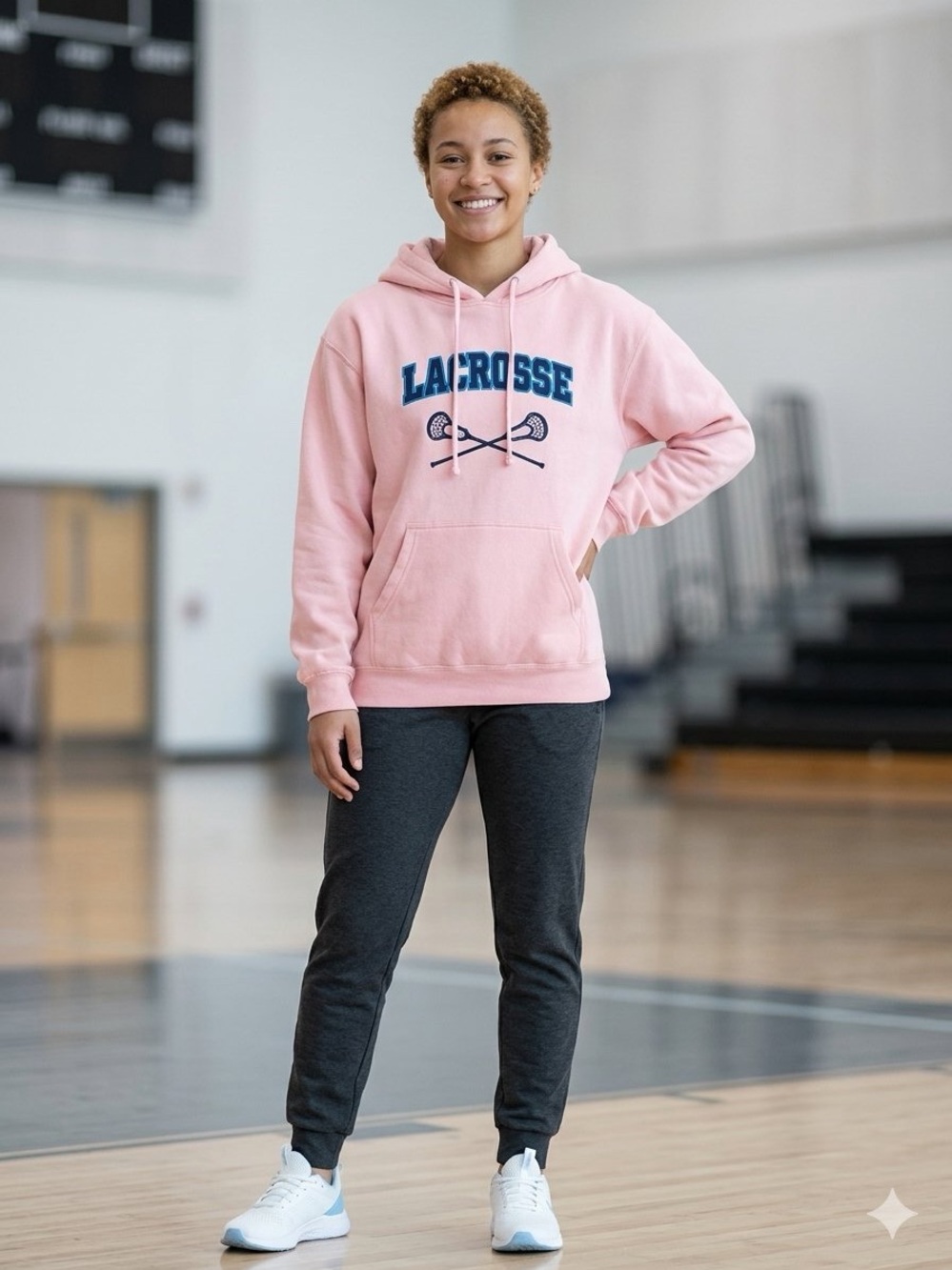 Pennant Lacrosse Pink Pullover Hoodie - Women's Cozy Athletic Sweatshirt